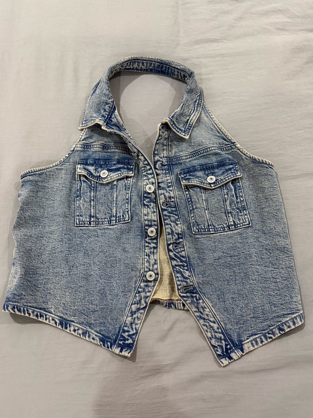 American Eagle Denim Halter Vest